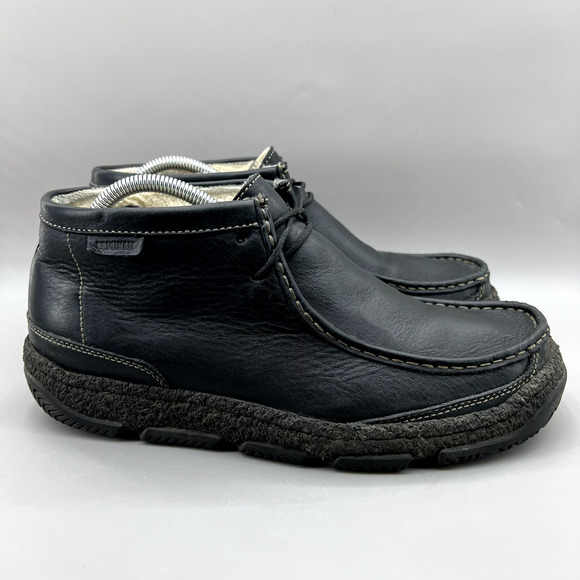 Clarks Originals Wallabee Ankle Boots Men Size 8 M Black Leather Fur Lined Shoes
